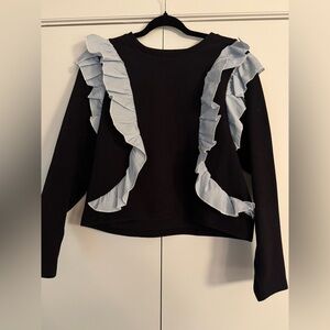 Zara Blue Top with Blue Ruffle Accents